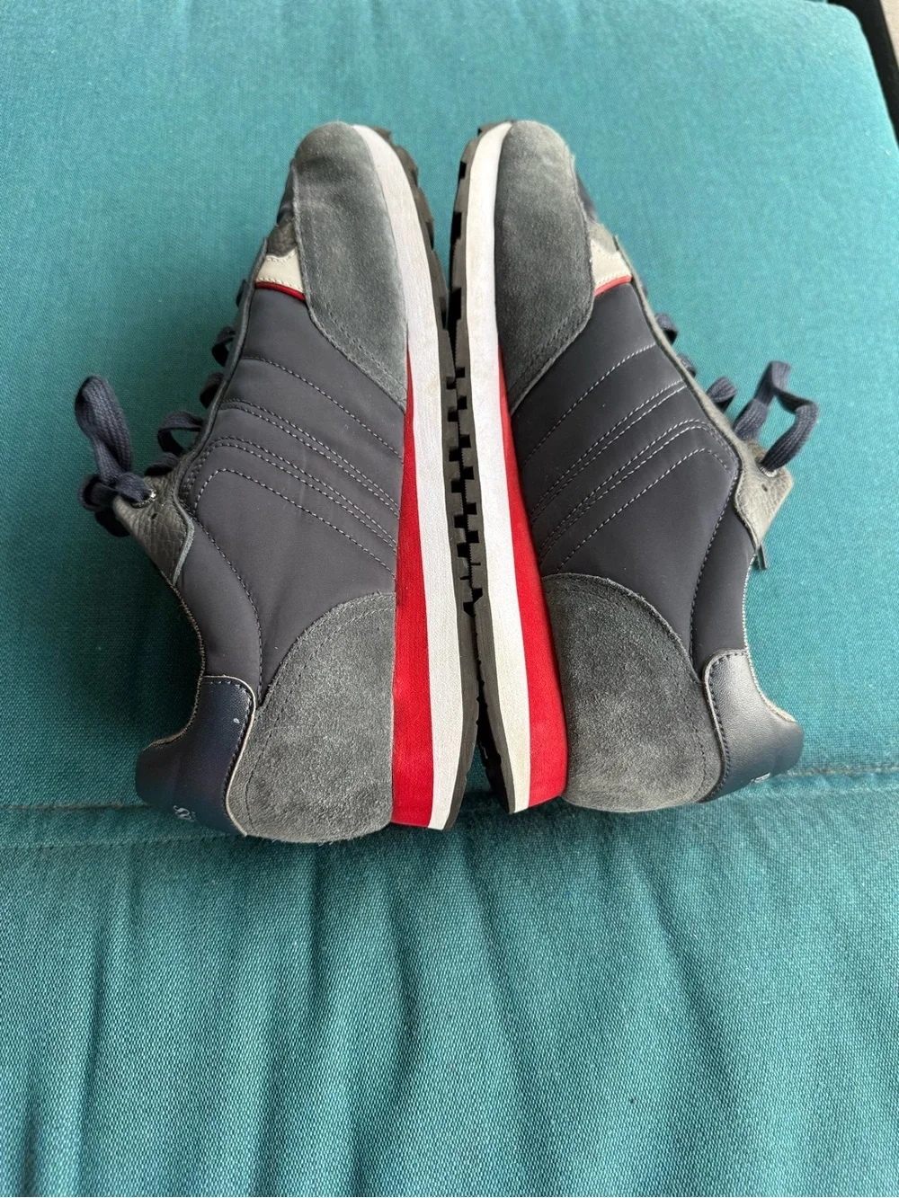 Boss Men's Navy and Gray Low-Top Sneaker with Red Accent